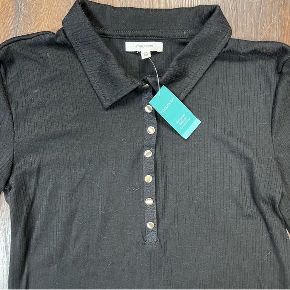 🆕 Maurice’s black ribbed Henley SZ XS - Picture 2 of 4